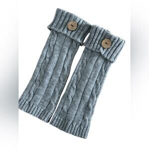 Gray Knit boot topper Warmers with Button Detail